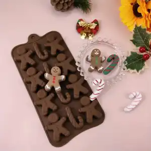 12 cavity Christmas Gingerbread Man Silicone Chocolate Mould for Cookies Candy Fondant