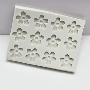 12 Cavity Small Flower Silicone Mould for Fondant Chocolate Cake Decoration and DIY Crafts