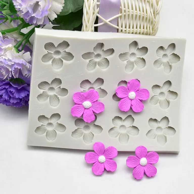 12 Cavity Small Flower Silicone Mould for Fondant Chocolate Cake Decoration and DIY Crafts
