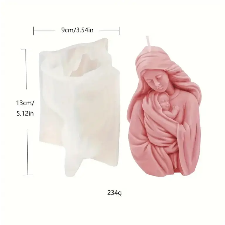 3D Mother and Baby Jesus Silicone Mould for Christmas Nativity Candle Making
