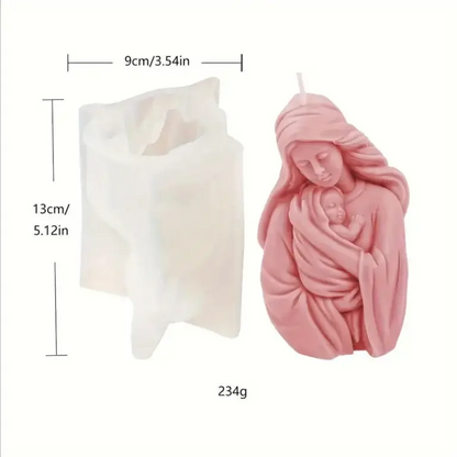 3D Mother and Baby Jesus Silicone Mould for Christmas Nativity Candle Making