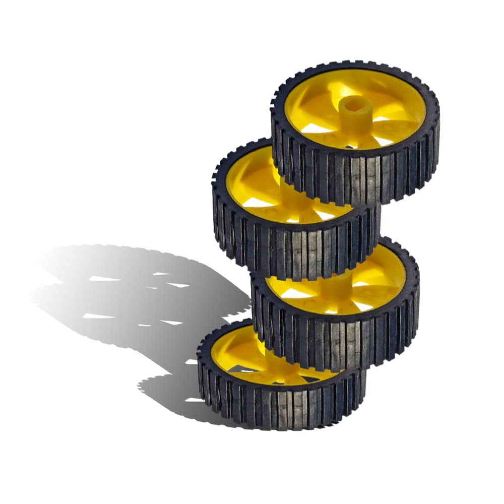4PCS Wheel-4512 (45mm x 11mm) Robot Durable Rubber Tire Yellow wheel 45mm for BO DC Motor For Motor Toy Car Electronic School Collages Projects