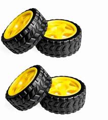 4PCS Wheel-4512 (45mm x 11mm) Robot Durable Rubber Tire Yellow wheel 45mm for BO DC Motor For Motor Toy Car Electronic School Collages Projects