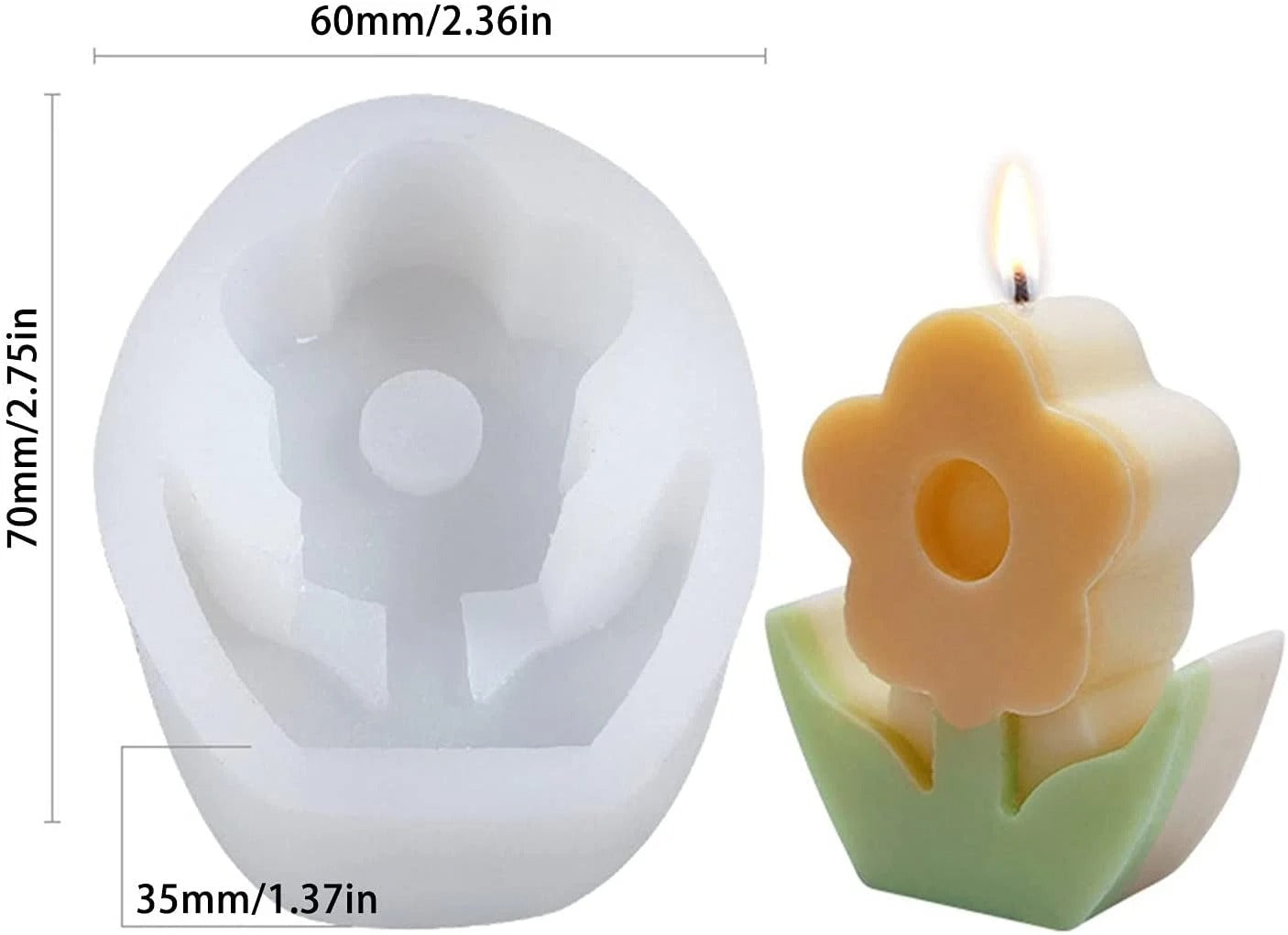 3D Simple Flower Candle Silicone Mold-Sunflower Candle Mold Home Decor - UG LAND INDIA