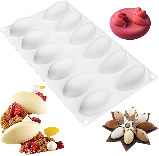 3D 12 Cavity Quenelle Dessert Silicone Mould Tray Silicone Mold Cake Decoration - UG LAND INDIA