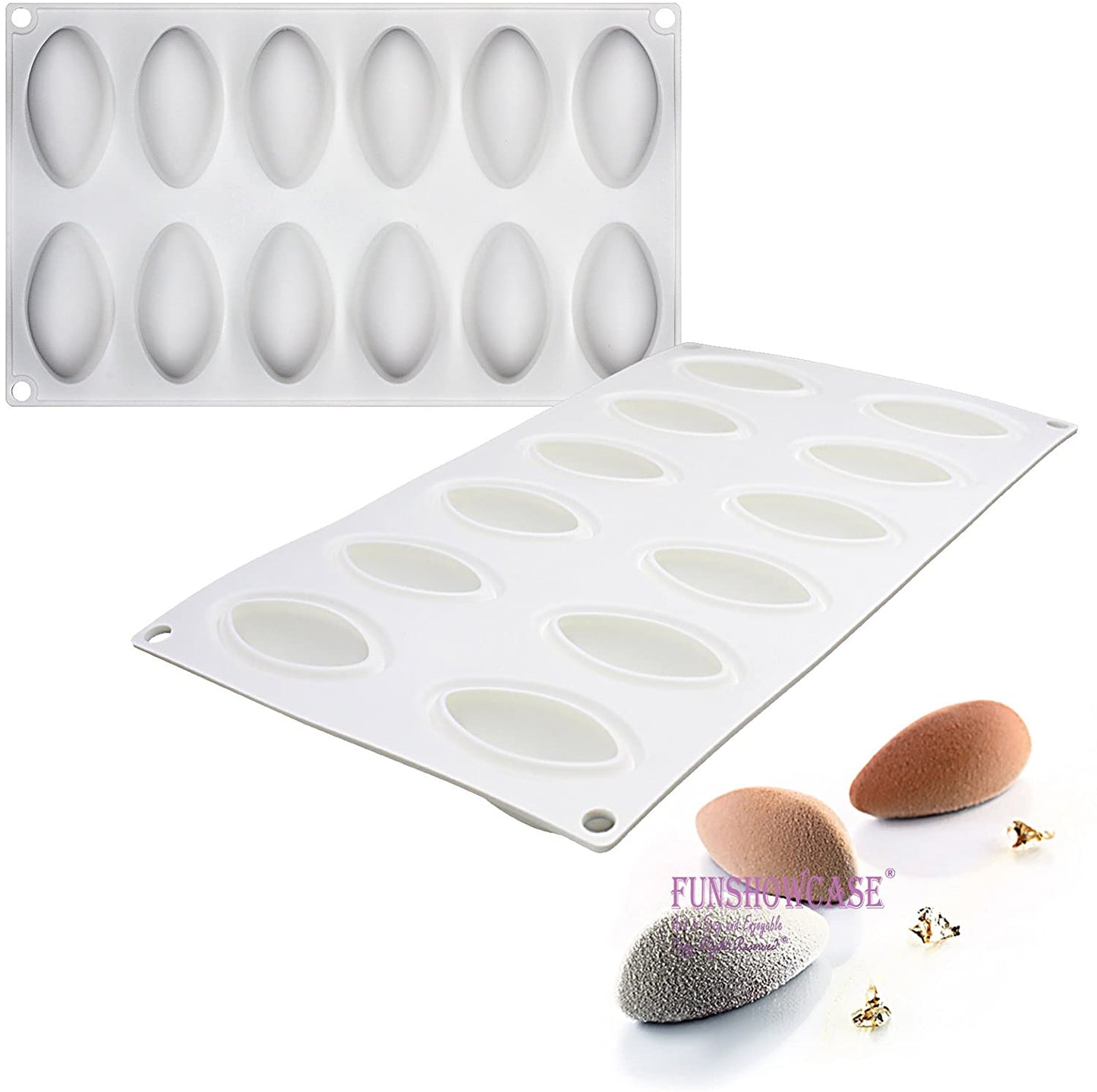 3D 12 Cavity Quenelle Dessert Silicone Mould Tray Silicone Mold Cake Decoration - UG LAND INDIA