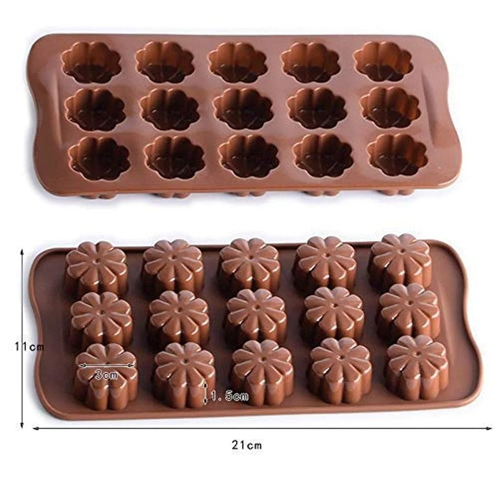 3D 15 Cavity Silicon Flower Chocolate Mold Candy Making Mold Mini Baking Mold For Cake Decoration - UG LAND INDIA