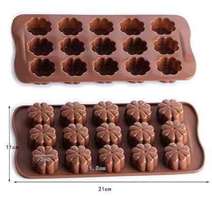 3D 15 Cavity Silicon Flower Chocolate Mold Candy Making Mold Mini Baking Mold For Cake Decoration - UG LAND INDIA