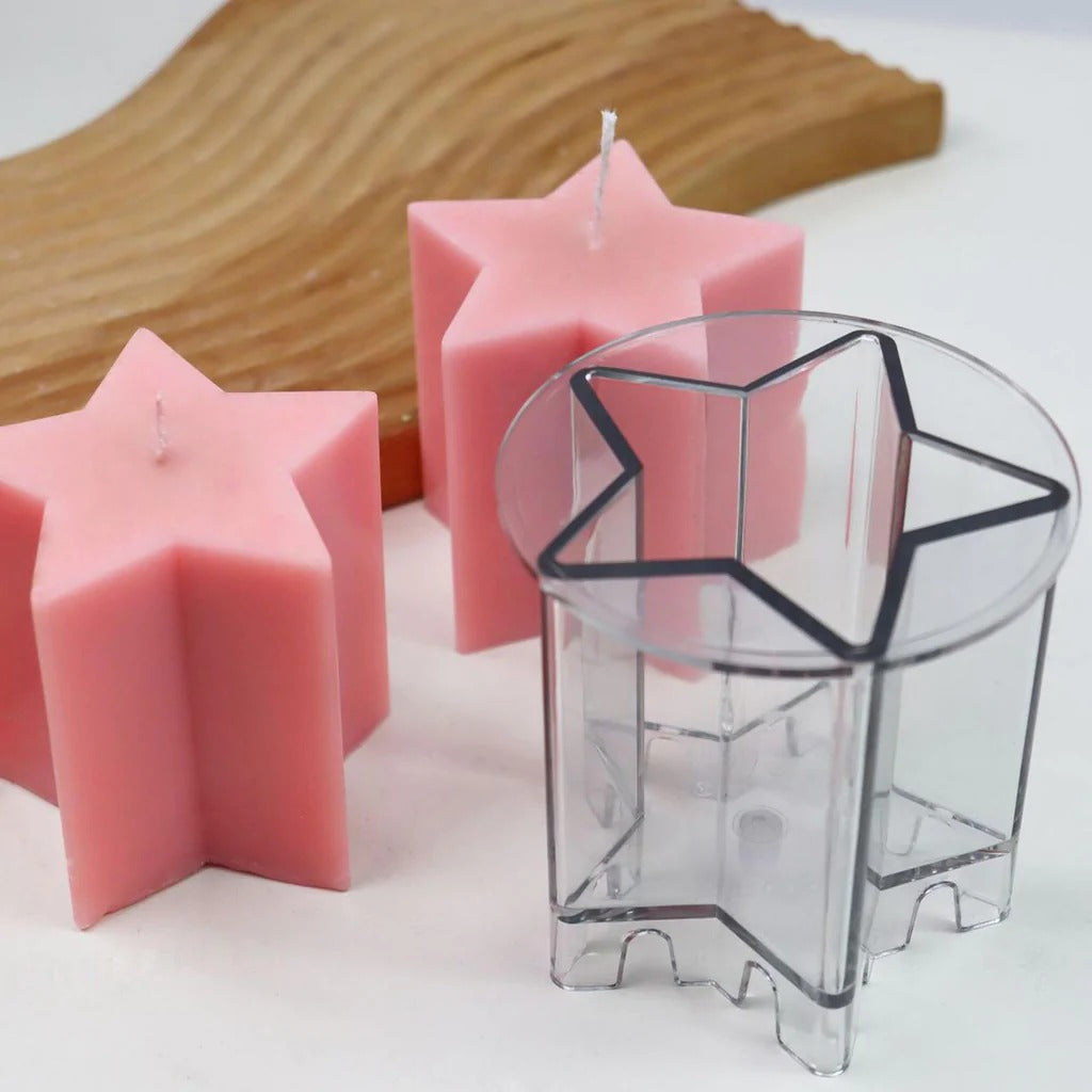 3D Five Pointed Star Polycarbonate Candle Mold DIY Home Decoration Art Fun Craft - UG LAND INDIA