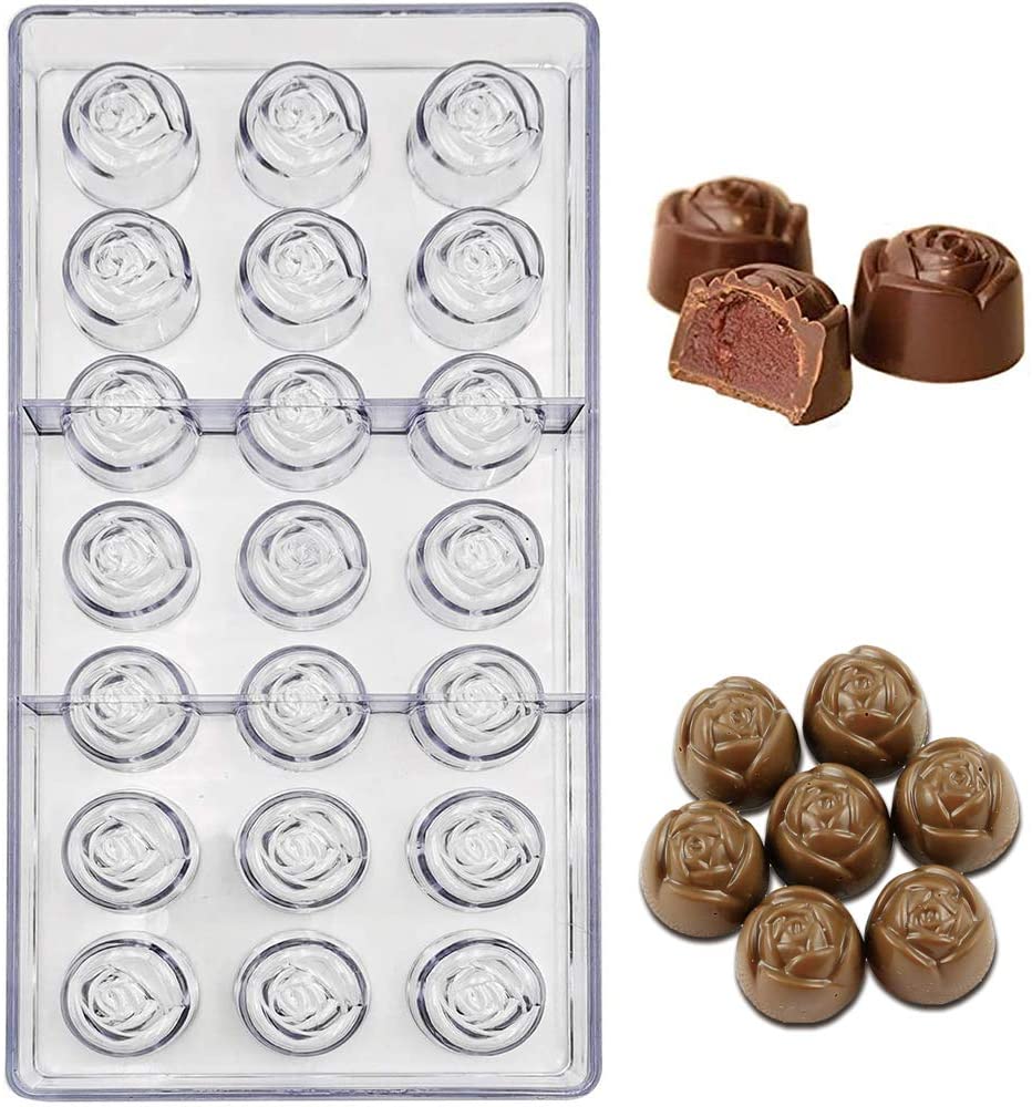 3D 21 Cavity Flower Transparent Chocolate Mould Polycarbonate Chocolate Mould Cake Decoration - UG LAND INDIA