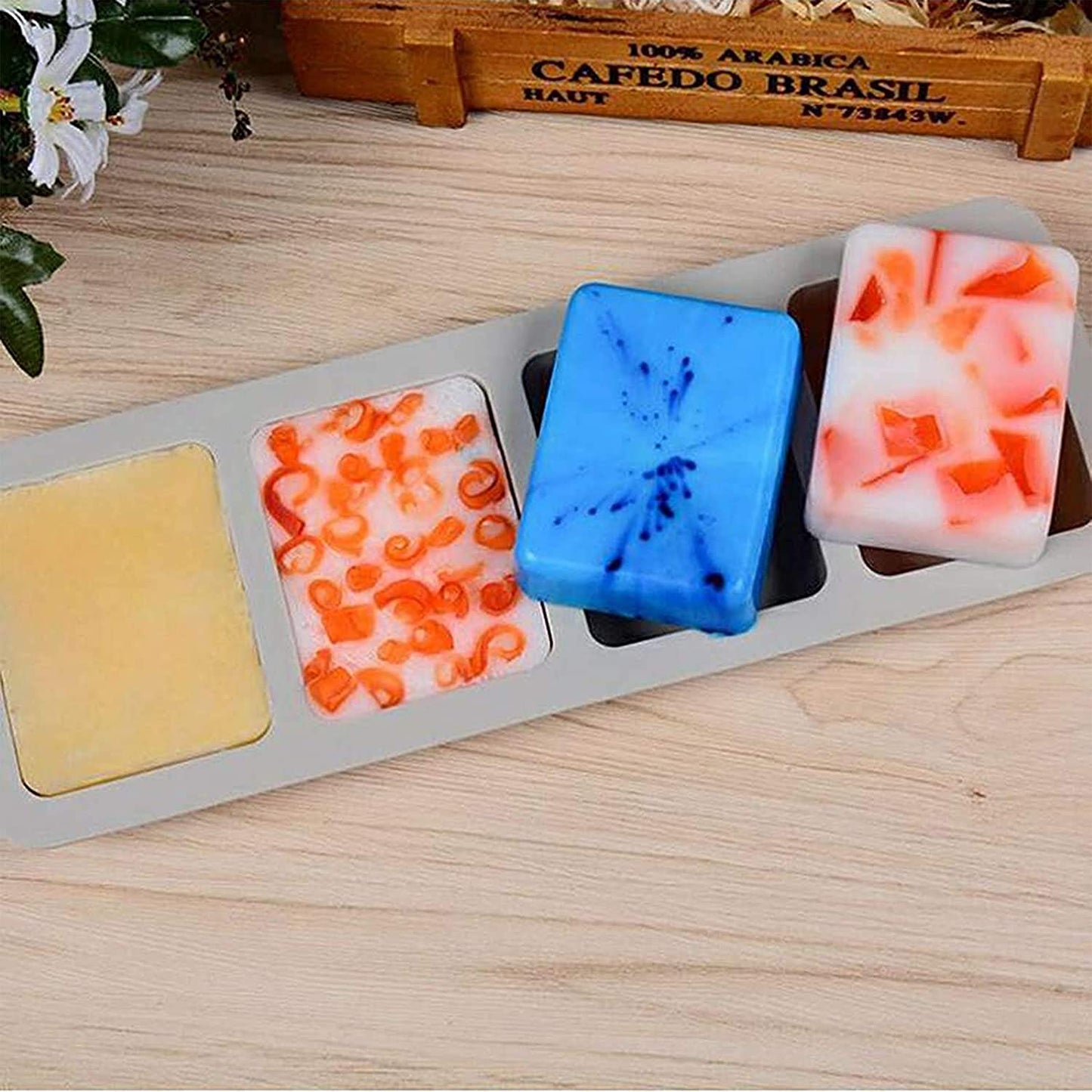 3D 4 Cavity Rectangle Silicone Soap Mould DIY Soap Weight 108 g Approx - UG LAND INDIA