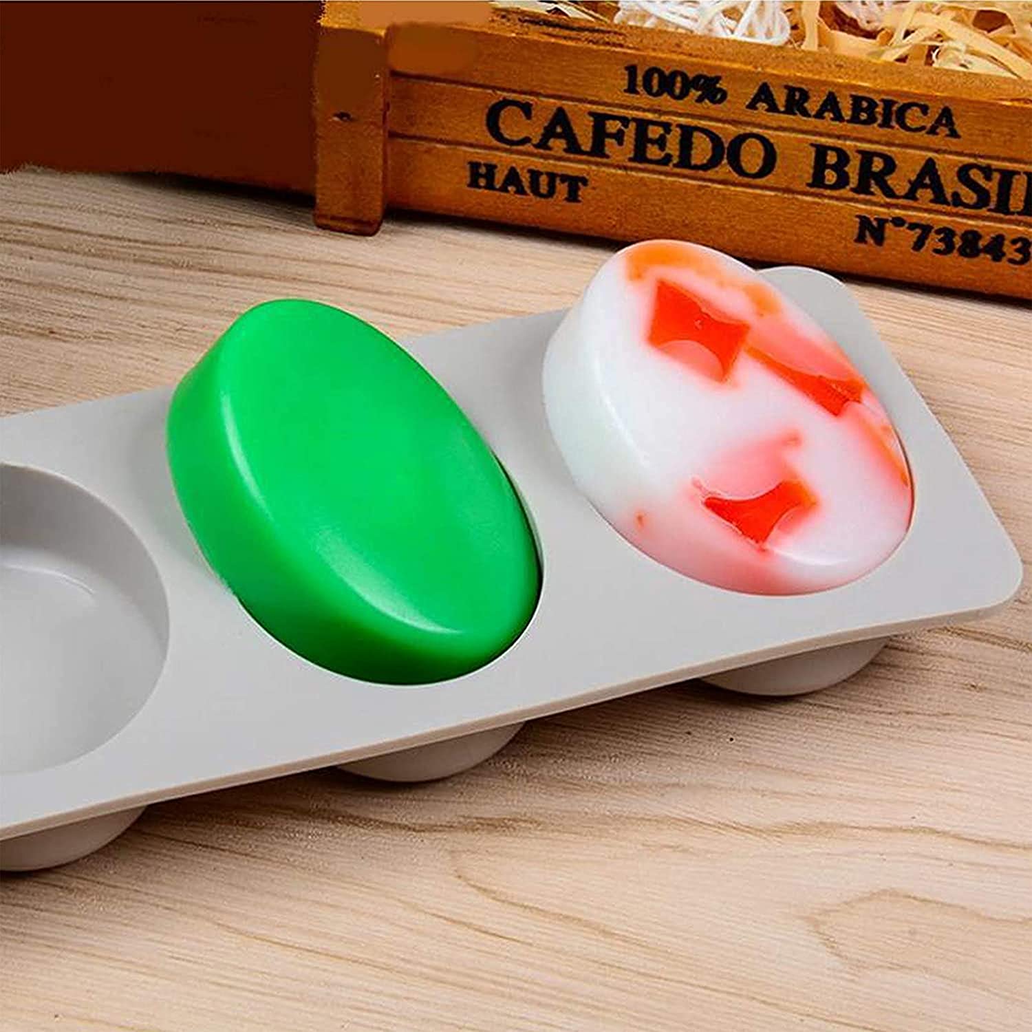 3D 4 Cavity Oval Silicone Soap Moulds for Soaps and Chocolate Jelly Weight 109g Approx. - UG LAND INDIA