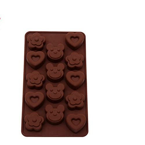 3D 14 Cavity Teddy Heart Flower Shape Silicone Chocolate Mold For Cake Pastry Decoration - UG LAND INDIA