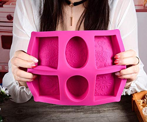 Oval Rectangle 6-Cavity Silicone Molds, 6 Patterns Silicone Mold for Soap Making - UG LAND INDIA