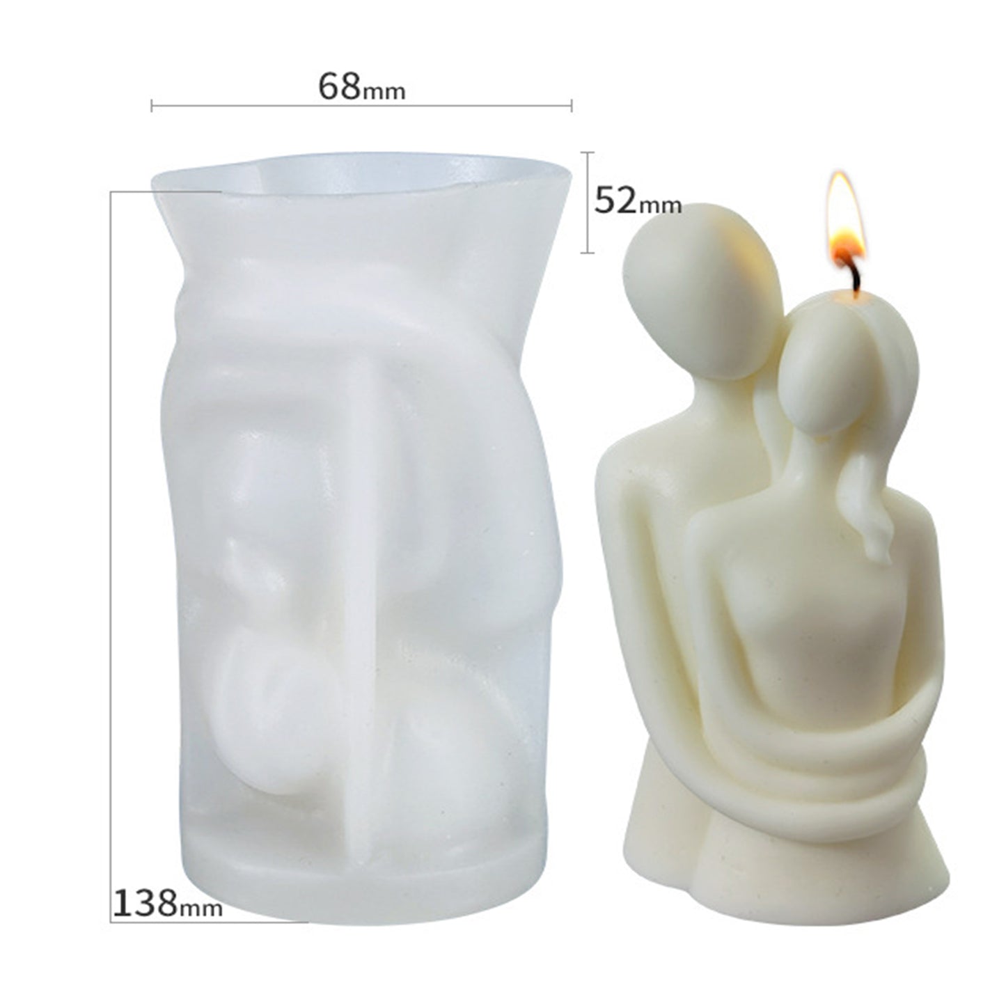 Nordic Style Couple in Hug Statue Silicone Candle Mold for DIY Handmade Epoxy Resin Aromatherapy Candle Plaster Ornaments Mold - UG LAND INDIA