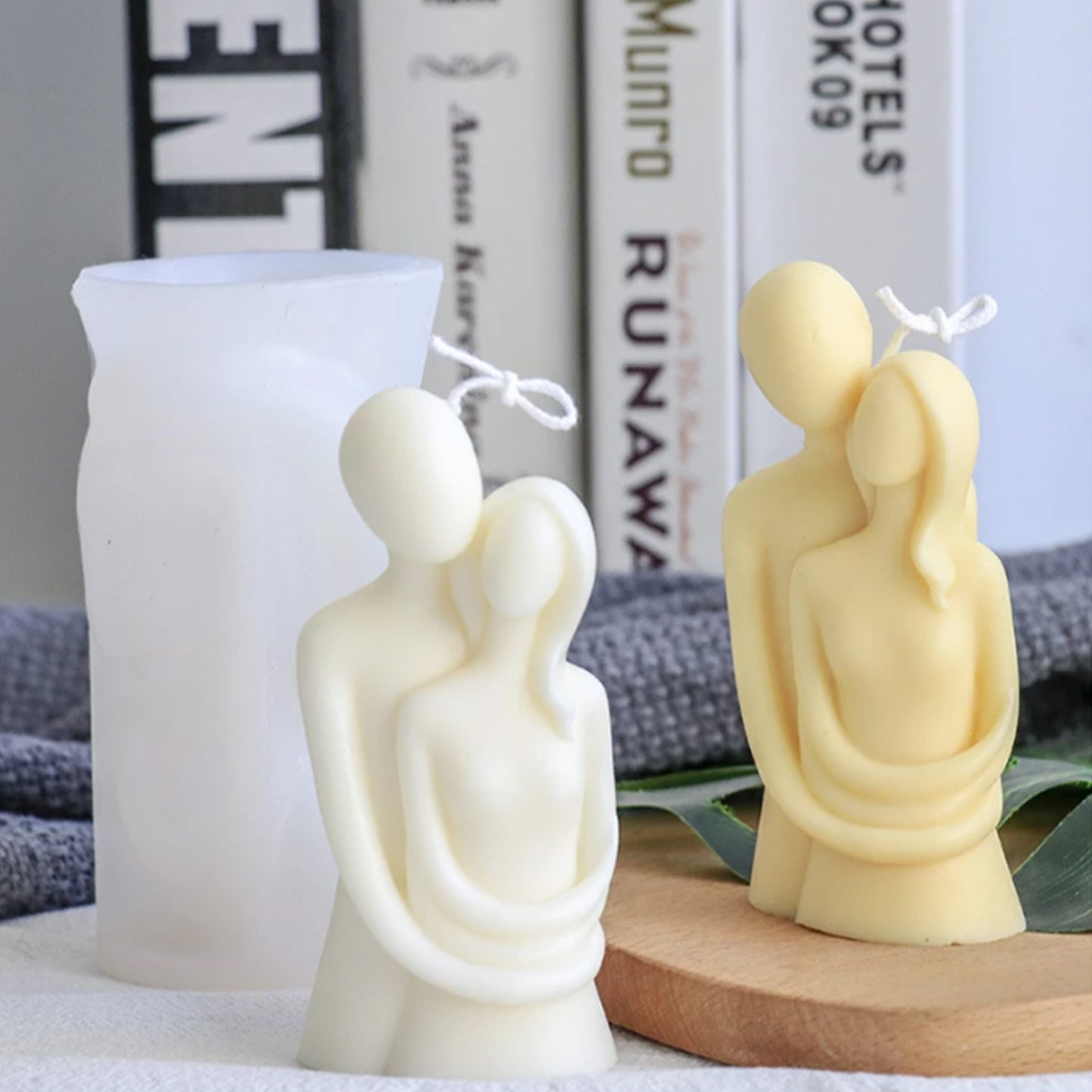 Nordic Style Couple in Hug Statue Silicone Candle Mold for DIY Handmade Epoxy Resin Aromatherapy Candle Plaster Ornaments Mold - UG LAND INDIA