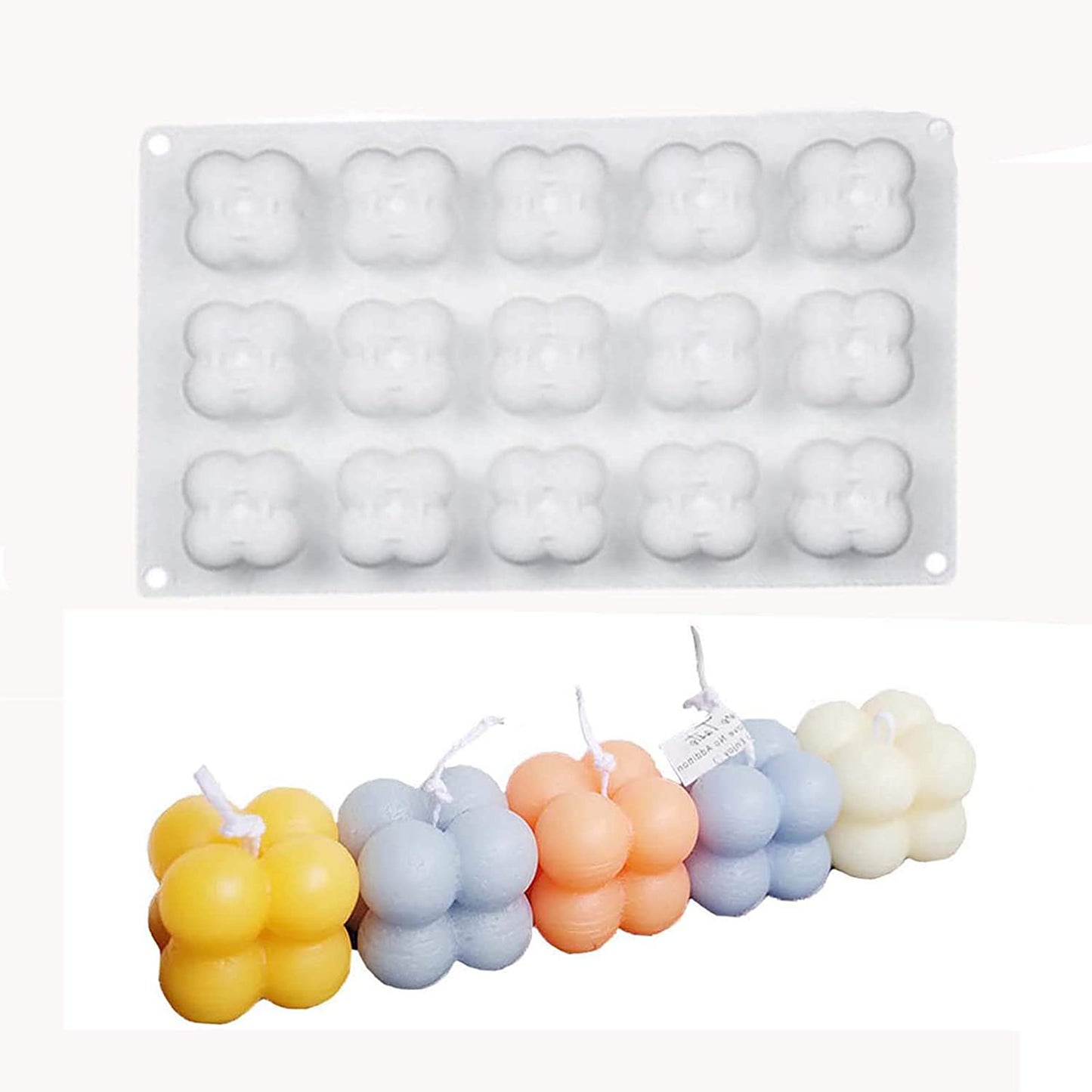 15 Cavity 3D Magic Ball Fondant Silicone Molds Bubbles Cube Mold, Wax Candle Overlapping Balls Sphere Mold - UG LAND INDIA