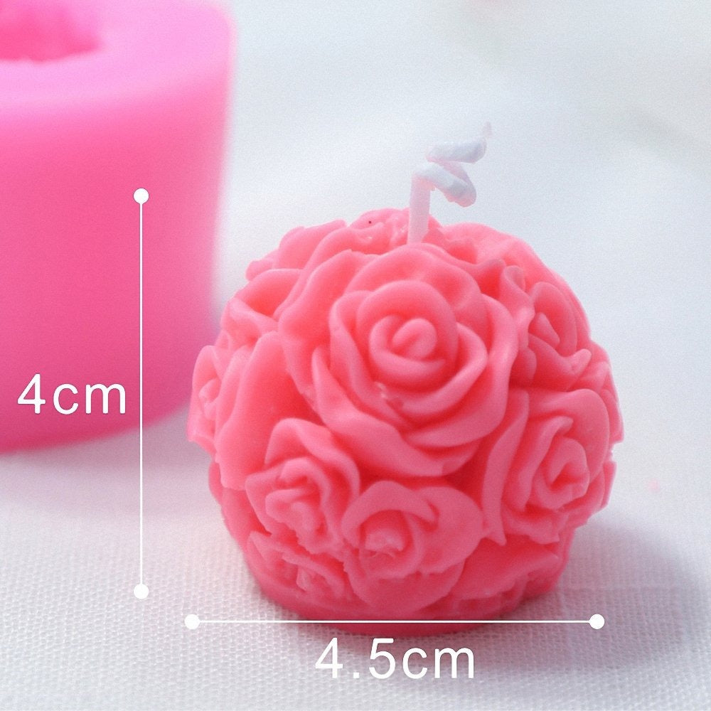 3D Rose Ball Candle Mold Rose Flower Silicone Mould for DIY Candle Making - UG LAND INDIA