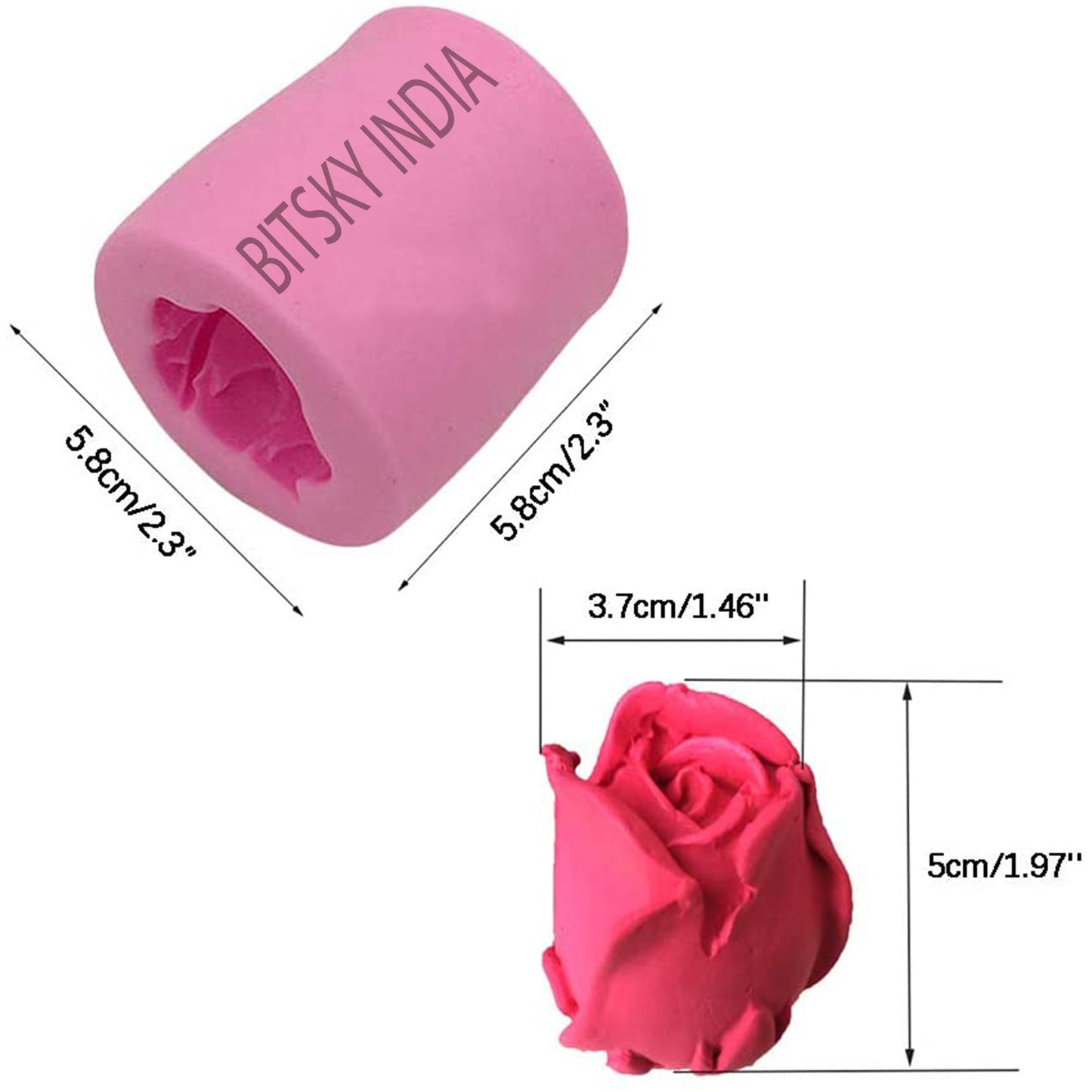 3D Rose Bud Silicone candle Mold soap mould wax mold - UG LAND INDIA