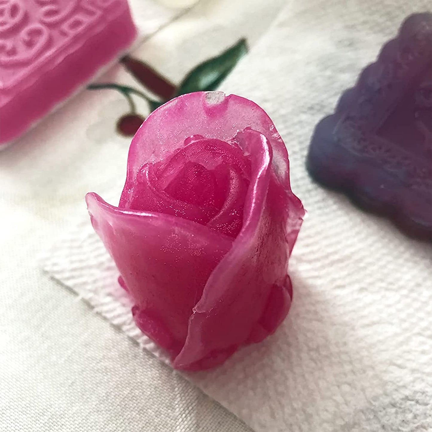 3D Rose Bud Silicone candle Mold soap mould wax mold - UG LAND INDIA