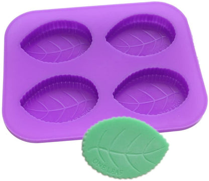 3D 4 Cavity Leaf Shaped Handmade Soap Muffin Resin Clay All Purpose Mold (Soap/Wax Weight : 50 Grams) - UG LAND INDIA