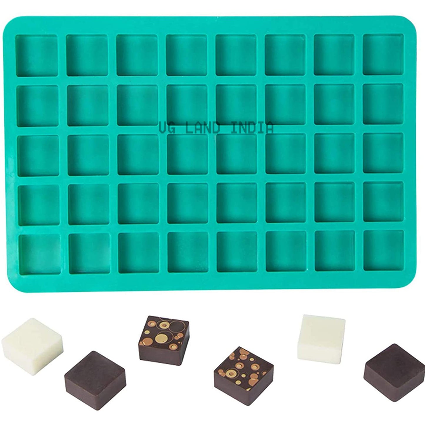 3D 40 Cavity Square Silicone Molds, Mini Cubes Silicone Mold for Chocolate Hard Candy Ice Cubes Gummy Chocolate barfi mithai Toffee Moulds - UG LAND INDIA