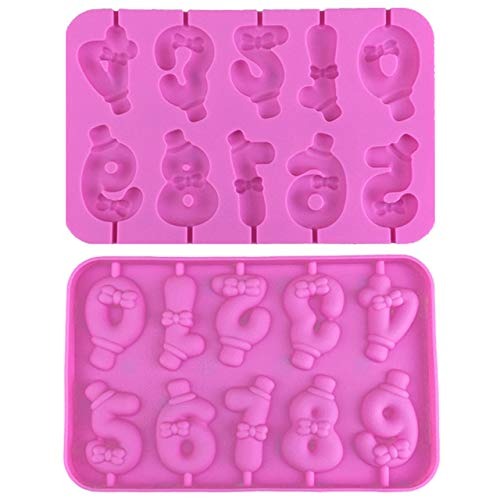 3D 10 Cavity 0-9 Number Silicone Candle Mold, Lollipop Chocolate Hard Candy Mold , Cake Topper Decorating - UG LAND INDIA