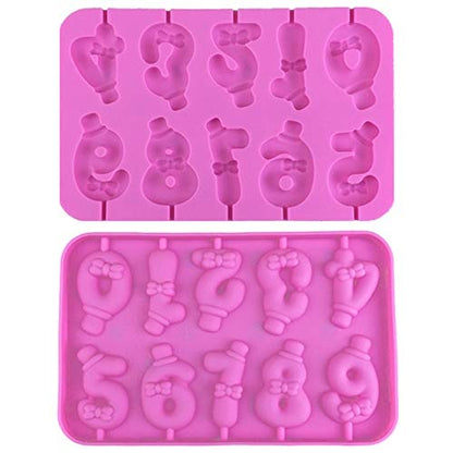 3D 10 Cavity 0-9 Number Silicone Candle Mold, Lollipop Chocolate Hard Candy Mold , Cake Topper Decorating - UG LAND INDIA