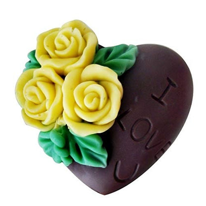 Silicone Rose Heart Shape Valentine candle mould fondant mold - UG LAND INDIA