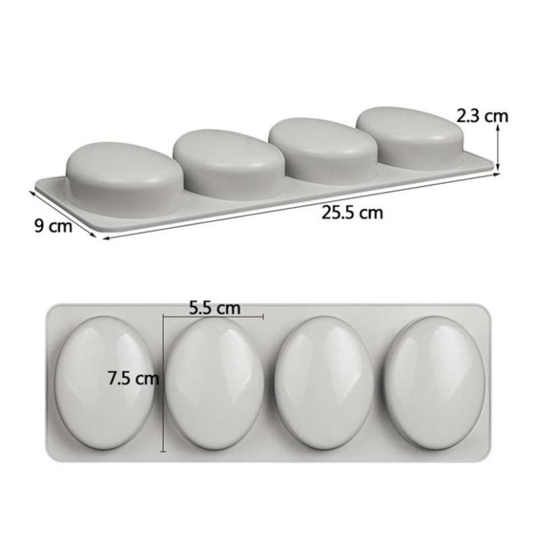 3D 4 Cavity Oval Silicone Soap Moulds for Soaps and Chocolate Jelly Weight 109g Approx. - UG LAND INDIA