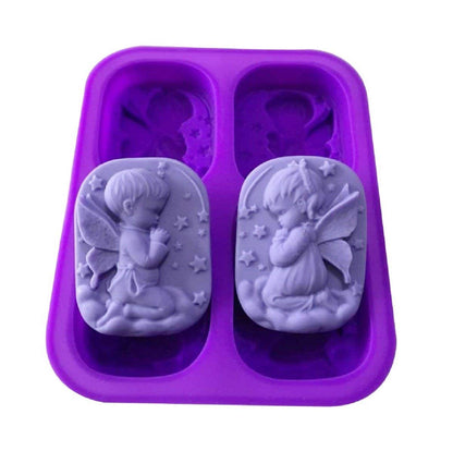 4 Cavity 3D Angels Silicone Mold Soap mould  wax mold - UG LAND INDIA