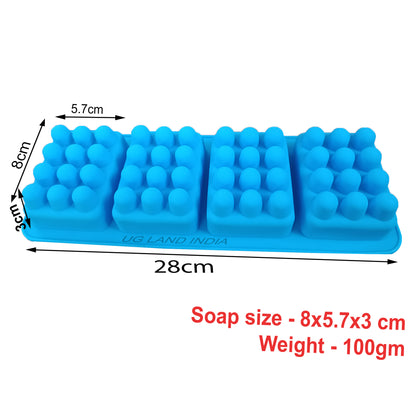 4 Cavities Silicone Massager Soap Mold Candy Jelly Baking Trays - UG LAND INDIA