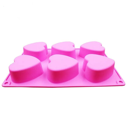 3D 6 Cavity Heart Shaped Silicone Mold for Soap Jelly Pudding Handmade Soap Mould Candy - UG LAND INDIA