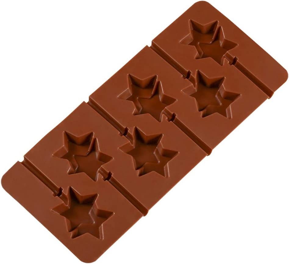 3D 6 Cavity Star Lollipop Mold Chocolate Candy Jelly Cake Cupcake Tops Biscuits Baking Mould - UG LAND INDIA