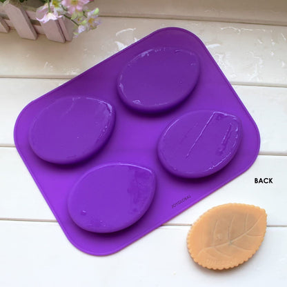 3D 4 Cavity Leaf Shaped Handmade Soap Muffin Resin Clay All Purpose Mold (Soap/Wax Weight : 50 Grams) - UG LAND INDIA