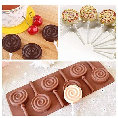 3D 6 Cavity Silicone Lollipop Mold DIY Silicone Lolly Candy Mould Round Chocolate molds for Making Candy Cake Decoration - UG LAND INDIA