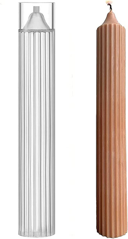 3D Vertical Lines Cylinder Pillar Candle Polycarbonate Mould Home Decoration - UG LAND INDIA