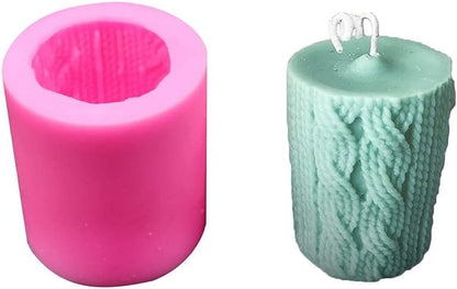 3D Knitting Wool Cylinder Candle Mould Silicone Lines cylinder shape DIY candle mold craft - UG LAND INDIA