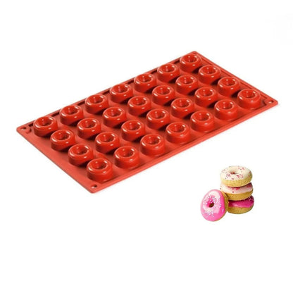 3D 28 Cavities Mini Donut Chocolate Mould Non-Stick Silicone Baking Mould 28 Full-Size Donuts Doughnut Mold - UG LAND INDIA