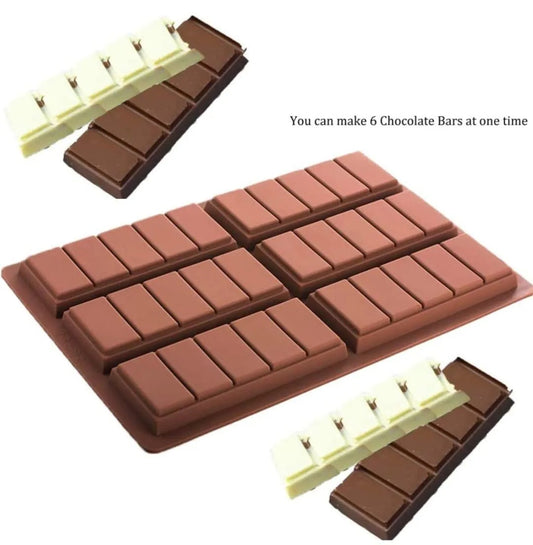 3D Rectangle 6 cells and 30 Cavity Chocolate Silicon Molds Shape Wax Flexible Molds Fondant Jelly - UG LAND INDIA