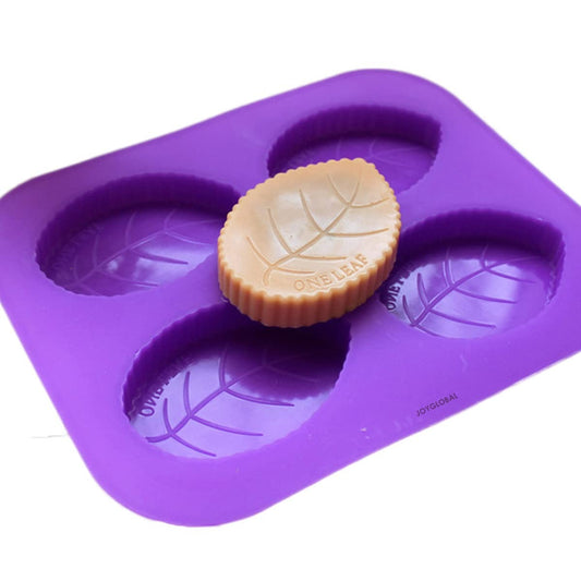 3D 4 Cavity Leaf Shaped Handmade Soap Muffin Resin Clay All Purpose Mold (Soap/Wax Weight : 50 Grams) - UG LAND INDIA