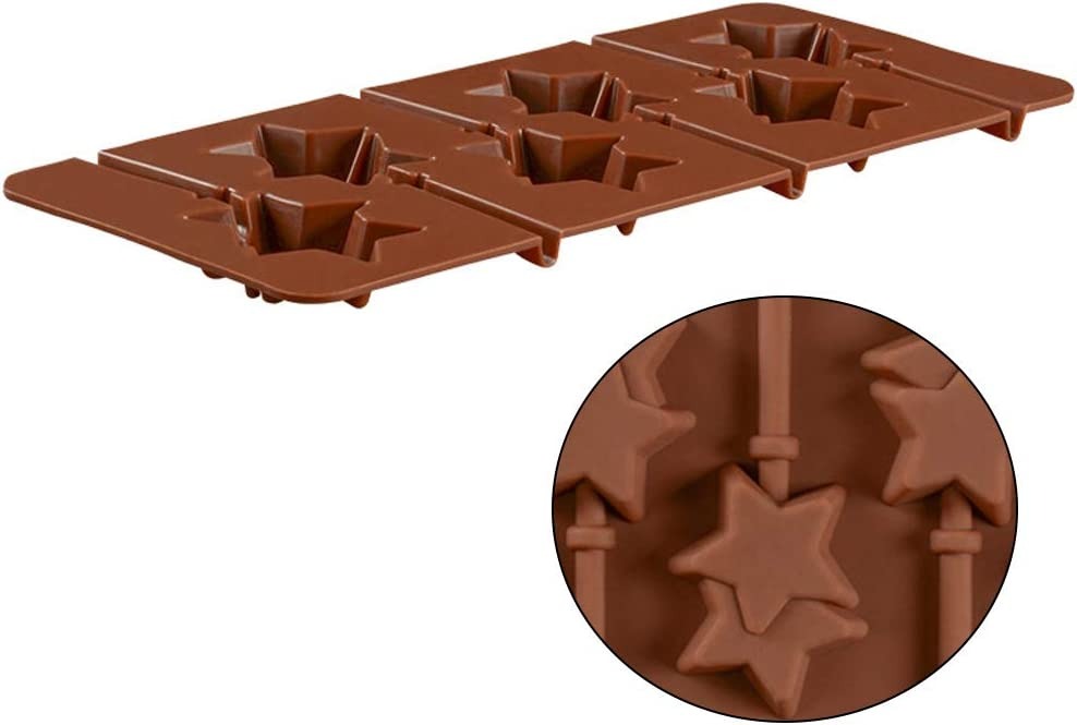 3D 6 Cavity Star Lollipop Mold Chocolate Candy Jelly Cake Cupcake Tops Biscuits Baking Mould - UG LAND INDIA