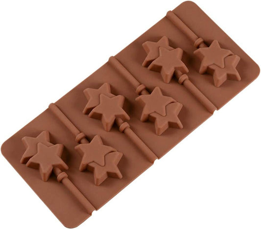 3D 6 Cavity Star Lollipop Mold Chocolate Candy Jelly Cake Cupcake Tops Biscuits Baking Mould - UG LAND INDIA