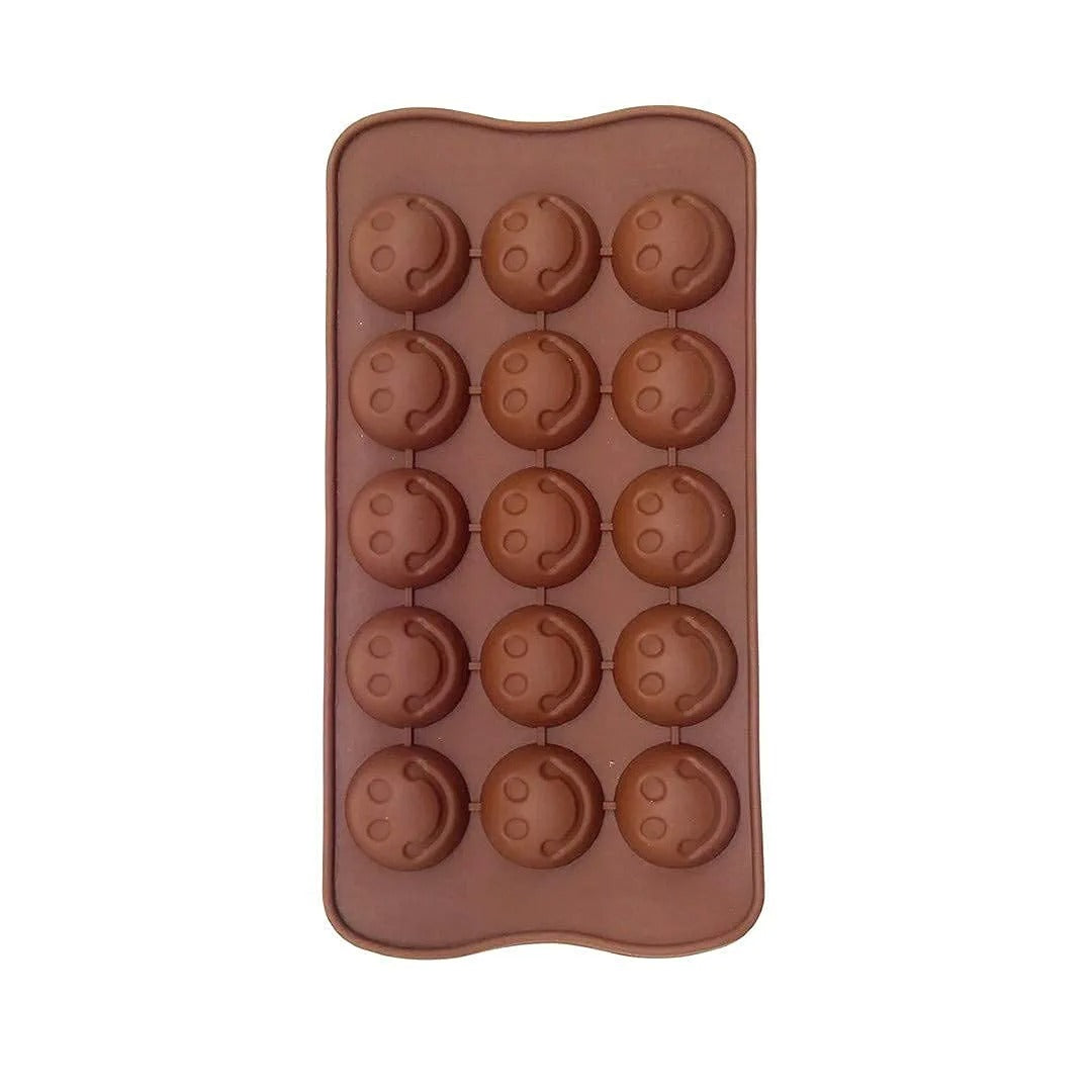 3D 15 Cavity Smiley Round Face Emoji Mould for Chocolate Jelly Candy DIY Pastry Decoration - UG LAND INDIA