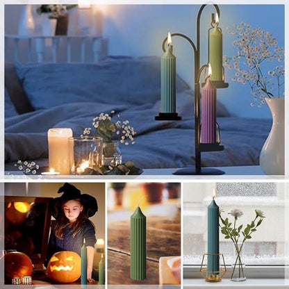 3D Vertical Lines Cylinder Pillar Candle Polycarbonate Mould Home Decoration - UG LAND INDIA