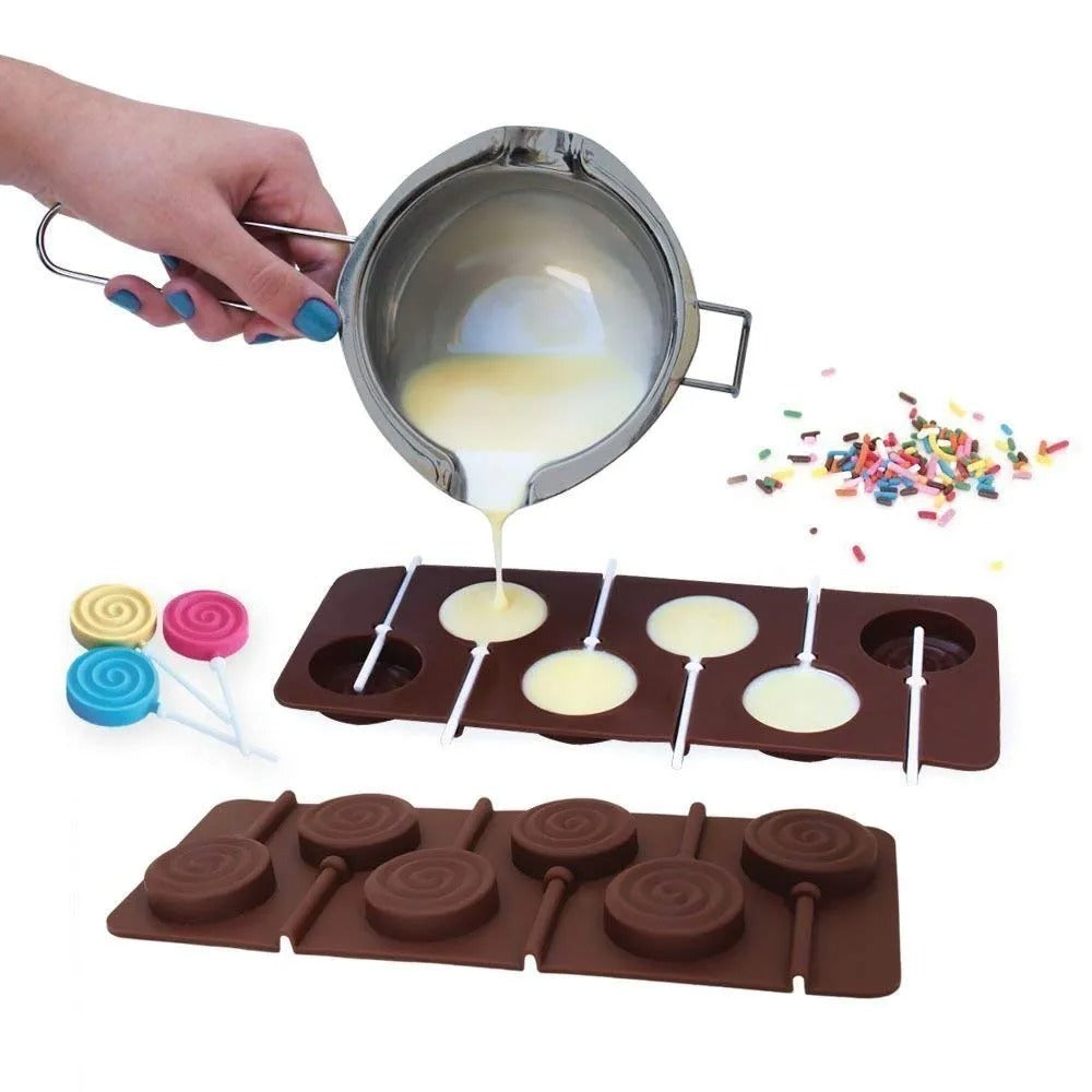 3D 6 Cavity Silicone Lollipop Mold DIY Silicone Lolly Candy Mould Round Chocolate molds for Making Candy Cake Decoration - UG LAND INDIA