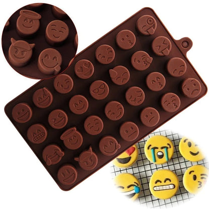 3D 28 Cavity Emoji Shape Silicone Chocolate Mould For Cake Decoration Candy Toffee Making - UG LAND INDIA