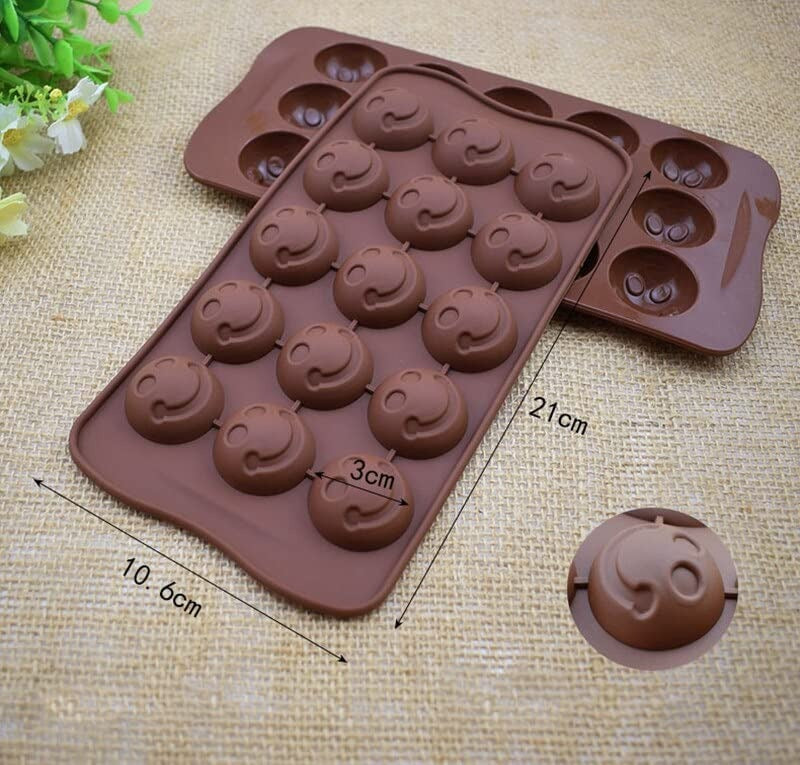 3D 15 Cavity Smiley Round Face Emoji Mould for Chocolate Jelly Candy DIY Pastry Decoration - UG LAND INDIA