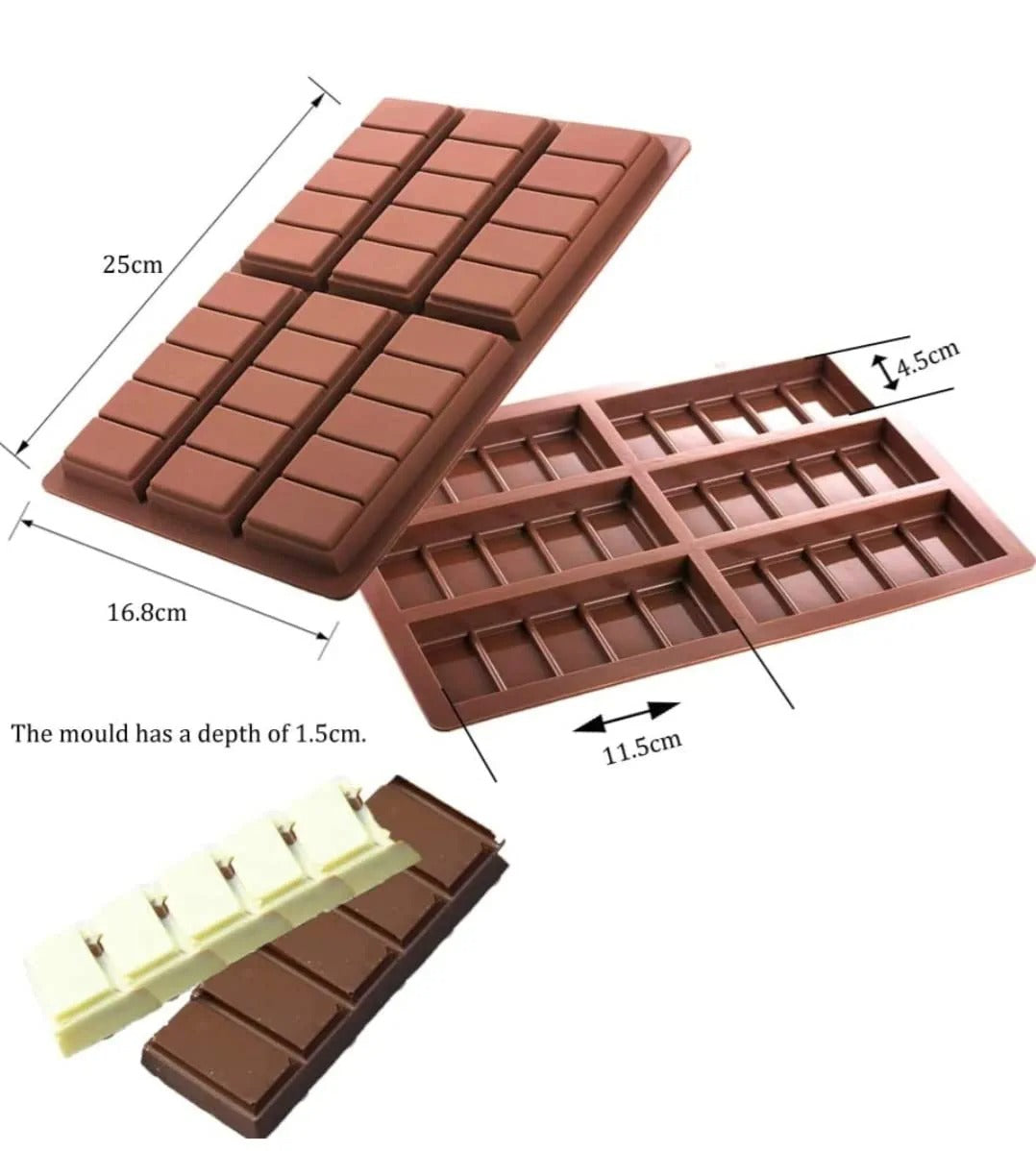 3D Rectangle 6 cells and 30 Cavity Chocolate Silicon Molds Shape Wax Flexible Molds Fondant Jelly - UG LAND INDIA