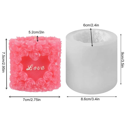 3D Cylinder Rose Silicone Candle Molds Love Wedding Candle Soap Molds Fondant Cake Baking Moulds for Birthday Valentine's Day Wedding Decors - UG LAND INDIA